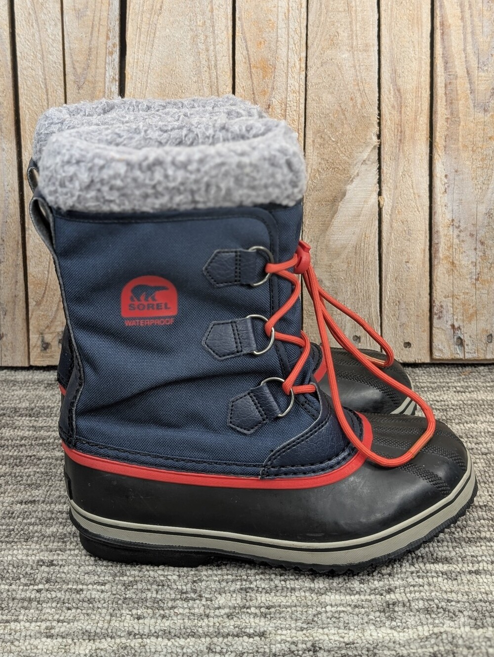 Sorel: Yoot Pac Nylon (Youth) - Navy/Red - Size 5 Youth/6.5 Women